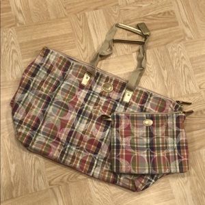 Coach overnight bag with matching makeup bag
